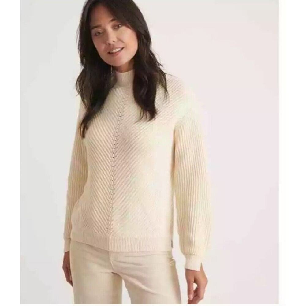 Marine Layer Womens Ivory Skylar mock Turtleneck Sweater Size Large NWT wool